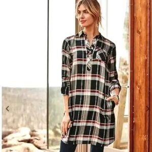 J.jill Buffalo Plaid Shirt Dress tunic sz L